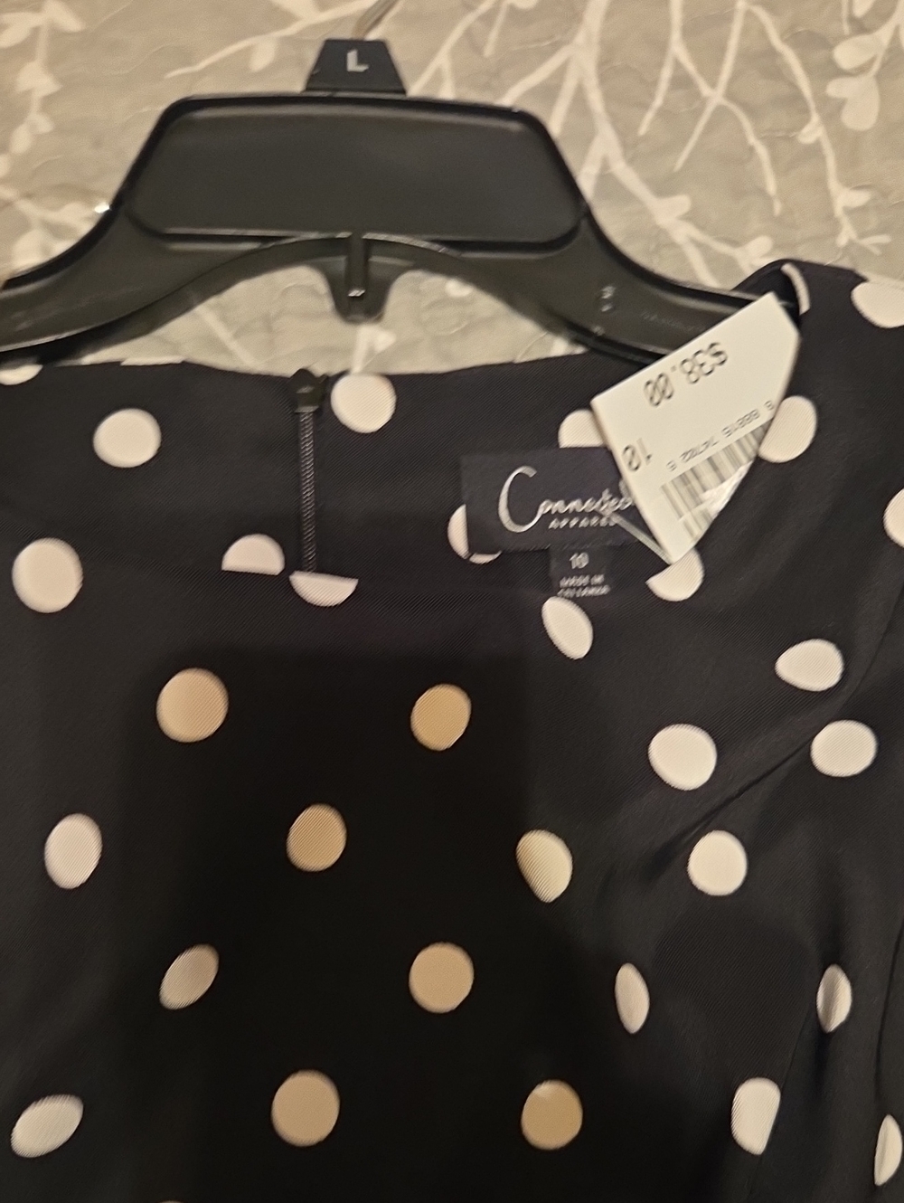 connected apparel Black Dress with White Polka Dots